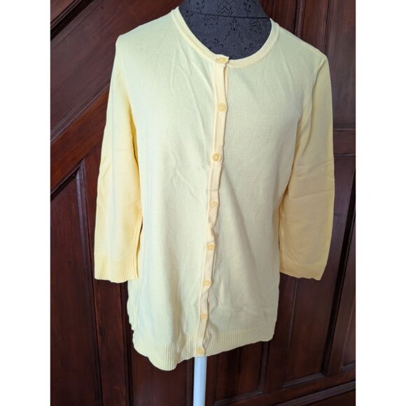 Christopher & Banks Yellow Button-Down Cardigan Sweater Medium - Picture 1 of 7